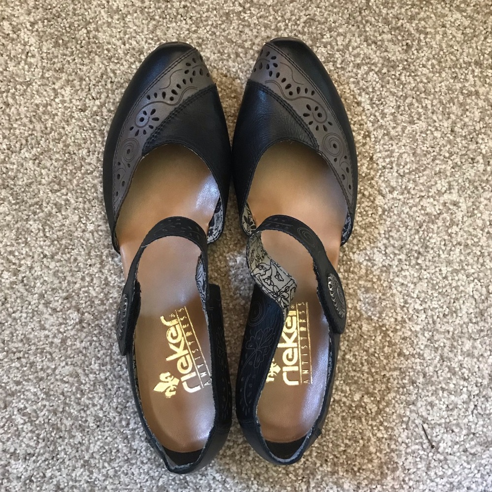 Rieker Heeled Leather Clogs
